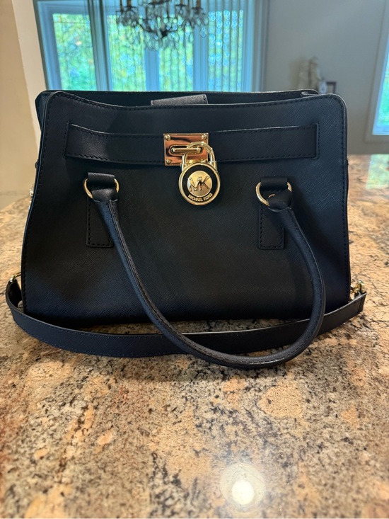 MICHAEL Michael Kors Handbags - MICHAEL Michael Kors Black Saffiano Leather Satchel with Gold Hardware